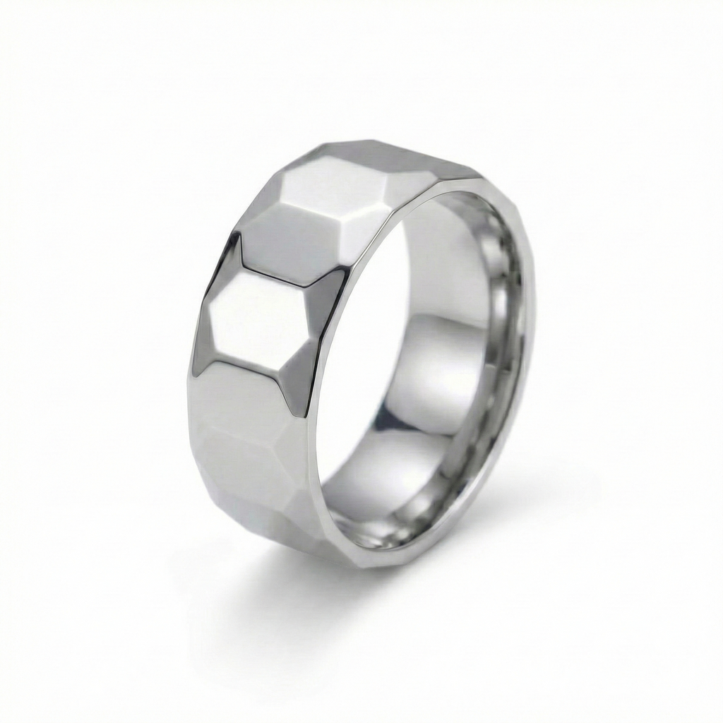 Anillo Hexagonal2 Plateado