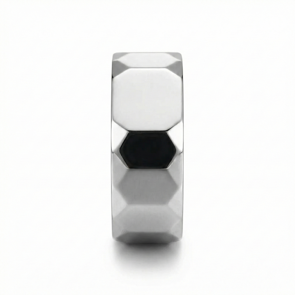 Anillo Hexagonal3 Plateado