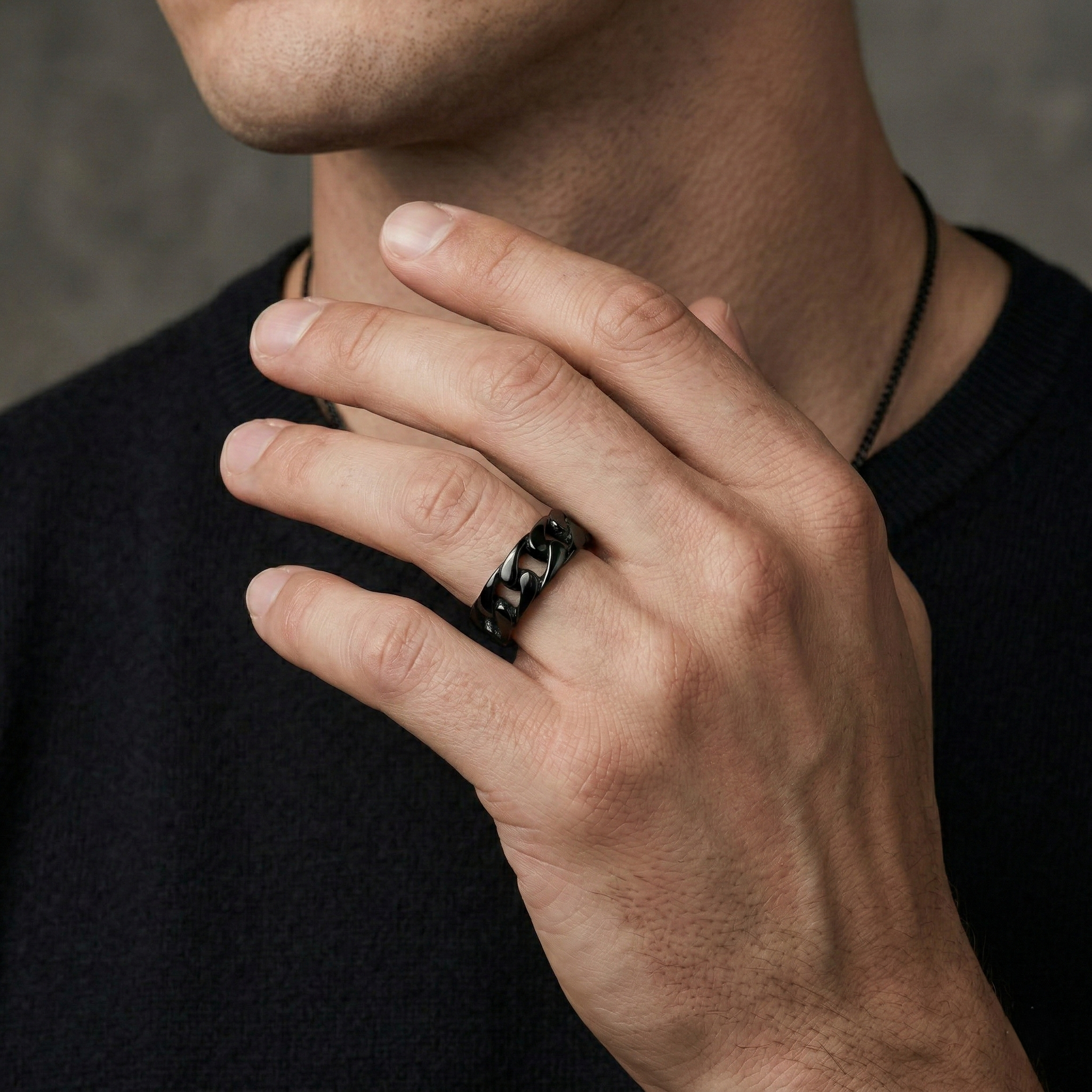 Anillo Cadena3 Negro