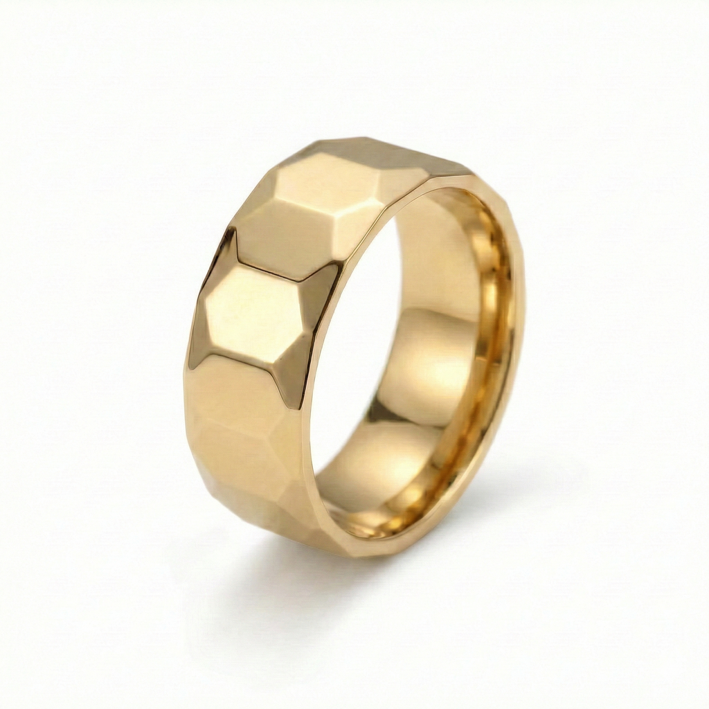 Anillo Hexagonal2 Dorado